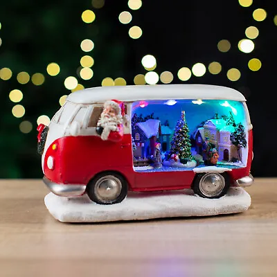Musical Santa Kombi Van Ornament Christmas Moving Scene LED Lights Decoration • $59