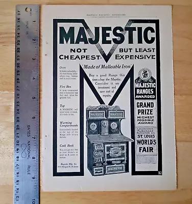 Print Ad 1905 MAJESTIC MFG. CO. RANGE STOVE (+ McCray Refrigerator On Backside) • $9.95