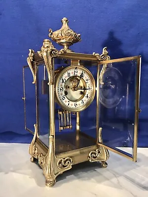 Antique Usa Waterbury Crystal Strikeregulator Brass Clockporcelain Dial • $1042.31