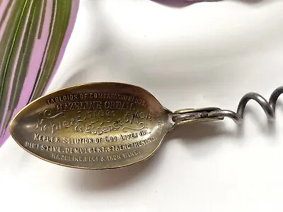 Antique Edwardian Folding Combination Advertising Medicine Spoon And Corkscrew • £95