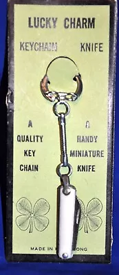 Vtg Lucky Charm Miniature Pocket Knife Keychain 1.5  Hong Kong Works St Patricks • $15.60