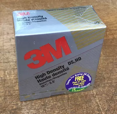 BOX OF 10 X DSHD - 3M 3.5  HD HIGH DENSITY DISKS - NOS SEALED • £12.95