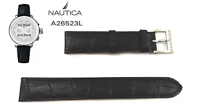 Nautica Spare Band A26523L - Wristwatch Strap Leather Black Croco - 18mm Watch • £41.33