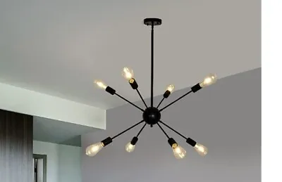 Black Modern Contemporary 8 Bulb Chandelier For  Dining Living Room Entry • $55