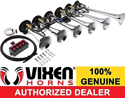 Loud 6 Trumpet 10tune Musical Air Horn W/wired Remote 12v Chrome Plated Vxh6810c • $128.28