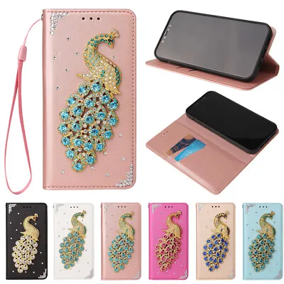 $7.98 • Buy Diamond Peacock Wallet Case Flip Cover For  IPhone 12 11 Pro Max XR XS SE 7 8