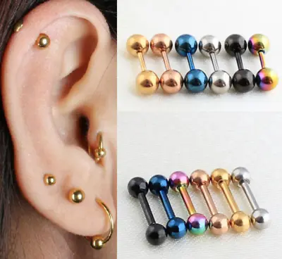 2Pcs Stainless Steel Stud Earrings Round Ball Screw Back Ear Piercing Women Men • $4.95