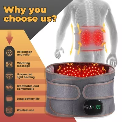 Electric Dual Infrared Light Heating Back Massager Waist Belt 3 Vibration Modes • $59.95