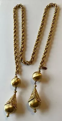 Vintage Monet Damita Gold Tone Rope Chain Tassel Lariat Necklace • $99