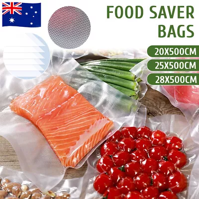 1-8 Rolls Vacuum Food Sealer Seal Bags 5M Saver Storage Commercial 20 25 28cm • $40.99