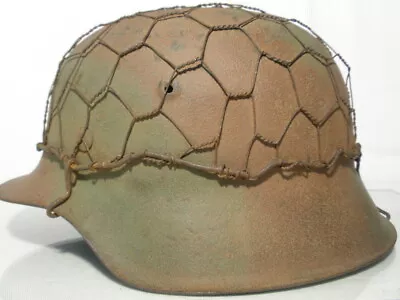 Original Ww2 German M-42 Xx Helmet Camouflage Metal Wire. Size 64. With Liner. • $1535
