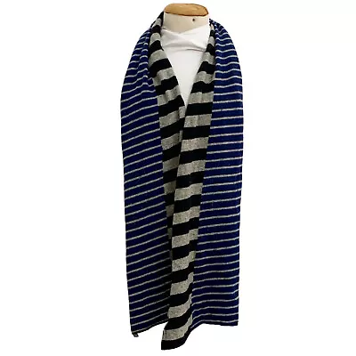 LOVE MOSCHINO  STRIPES BLUE LONG Wool Scarf 76/12  In MADE IN ITALY #A170 • $25.90