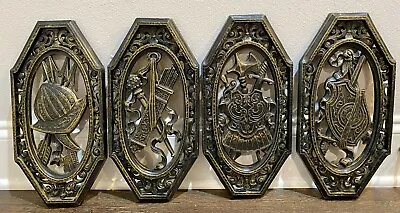4 Vtg Homco Gothic Medieval Wall Plaques Shield Sword Arrows Coat Of Arms Crest • $24