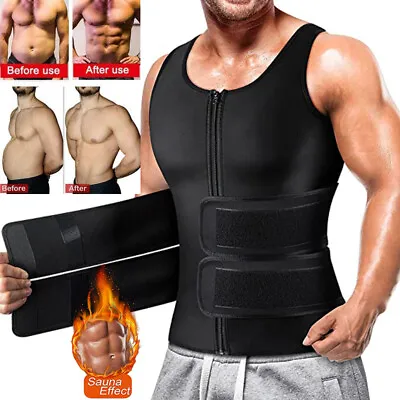 $9.79 • Buy Men Sauna Suit Waist Trainer Body Shaper Tank Top Compression Sweat Vest Shirt