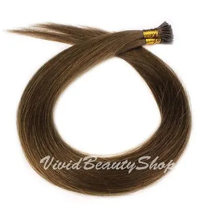 100 I Stick Tip Pre Bonded Straight Remy Human Hair Extensions Medium Brown #4 • $129.99