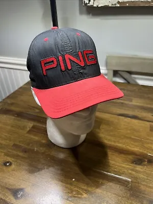 Vintage PING Golf Hat Leather Strap Back Made In USA KARSTEN Brim Fold • $24.99