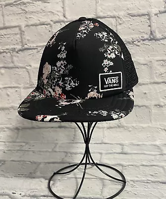 Vans Off The Wall Hat Adult Adjustable Snapback Black Floral Mesh Trucker Cap  • $14.96