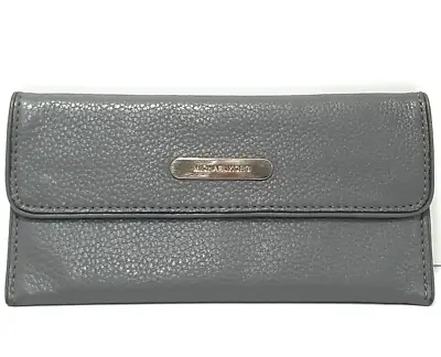 Michael Kors Austin Flat Continental Leather Wallet Purse Gray • $29.97