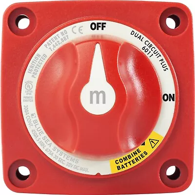 Blue Sea Systems 6011 Dual Circuit Battery Switch Marine Mini On/Off Knob Red • $18.95