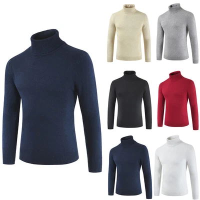 £14.59 • Buy Mens Turtle Polo Roll Neck Jumper Sweater Knitted Pullover Top Winter Knitwear