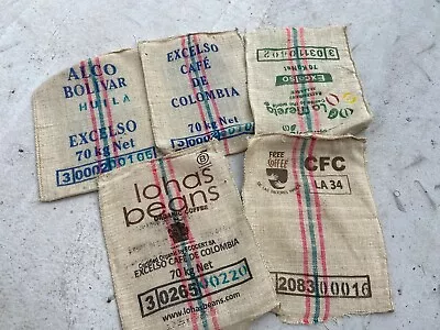 5x Used Extra Strong Coffee Hessian Burlap Jute Bags Sacks • £12.50