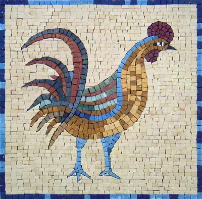 AN109 15.75 ×15.75  Rooster Handmade Mosaic Art Mural • $349