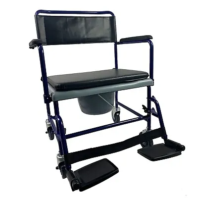 Heavy Duty Bariatric Mobile Wheeled Toilet Commode Chair Takes 35 Stone • £169.99