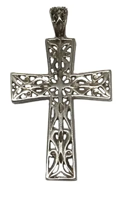 Sterling Silver Vintage Cross Pendant Diamond Cut Open Work 925m • $25