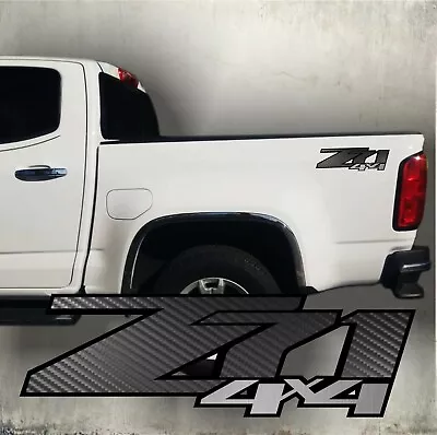 $25.99 • Buy Z71 4x4 Decal Sticker Carbon Fiber And Brushed Chrome, Silverado Truck (set)