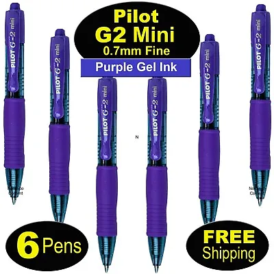 Pilot G2 Mini 31215 Purple Gel Ink 0.7mm Fine Pt. Rollerball Pen Pack Of 6 Pens • $15.99