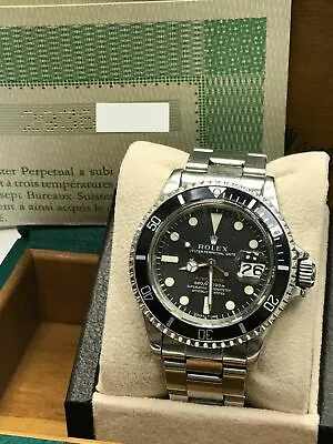 Vintage RED Rolex Submariner 1680 ORIGINAL DIAL Mark 4 Box & Papers 1970 • $29995