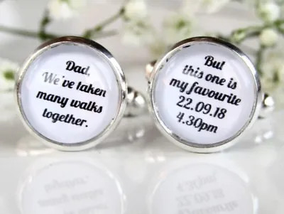 Many Walks Quote Personalised Dad Father Of The Bride Wedding Cufflinks Gift • £9.99