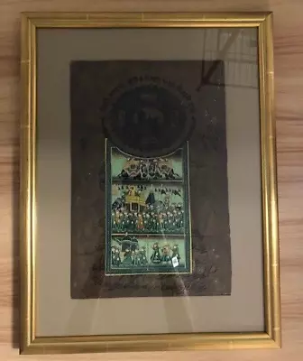 Indian Mughal Painting On Jaipur Government Court Fee Stamp Document Framed • $80.10