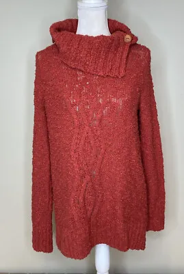 Moth Anthropologie Women’s Button Turtleneck Pullover Sweater Size S Red B12 • $24.29