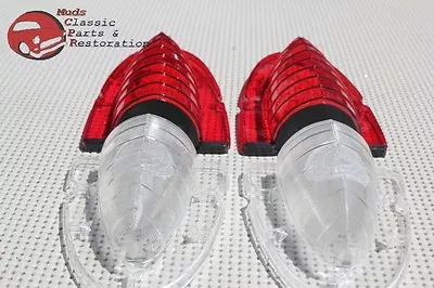 $46.93 • Buy 54 Chevy Belair Rear Taillight Lamp Lenses Brake Stop Backup Reverse Guide Style