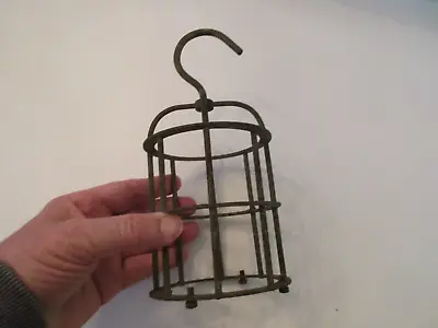 OLD Vintage Industrial Factory Work Shop Light Safety Cage - Steel With Hook • $20