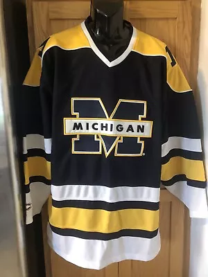 Michigan Wolverines NCAA College Hockey Colosseum￼￼ Jersey Sewn Appliqué’ Size L • $83.95