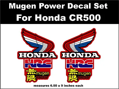 Mugen Style Honda CR125 CR250 CR500 Motorcycle Tank / Shroud Decal Set 2 • $19.99