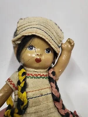 Vintage 1950’s Composition Mexican Doll Folk Art Latino 8  Tall *As-Is • $14.50