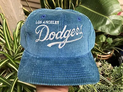 Vintage Los Angeles Dodgers Twins Script Corduroy Snapback Hat 90s MLB Baseball • $200
