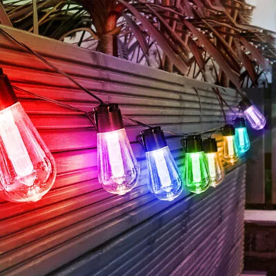 £11.99 • Buy 30 LED Solar Powered Retro Bulb String Lights Garden Outdoor Fairy Summer Lamps