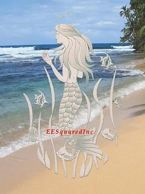 Mermaid Static Cling Window Decal OVAL 15x23 Tropical Decor For Glass Doors • $29.99