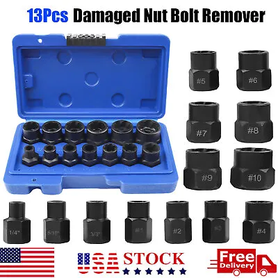 Impact Bolt Extractor Set Nut Remover Stripped Extraction Socket Tools 13pcs • $20.89