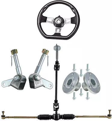 Go Kart Steering Gear Rack Tie Rod Kit 3 Stud 5  Wheel Hub Spindle ATV Quad • $214.38