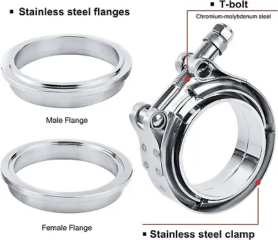 Exhaust Downpipe 3inch V-band Clamp 3  Male/Female Flange Kit SS304 Stainless • $16.89