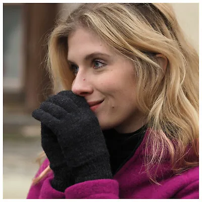 Thermal Full Finger Knit Gloves For Men Or Women 100% Organic Merino Wool • $32.04