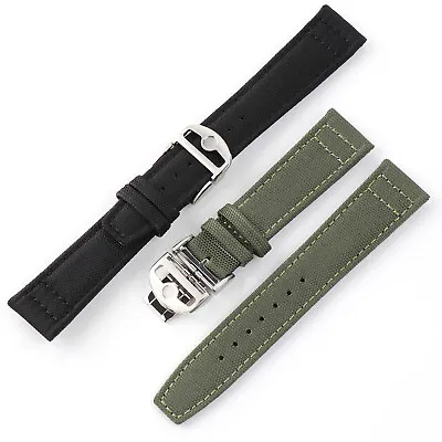 Canvas Nylon Genuine Leather Watch Straps Mens Military Style 20/21/22mm Fit IWC • £38.88