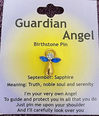 £3 • Buy Birthstone Pin Brooch Guardian Angel September Sapphire Birthday Gift
