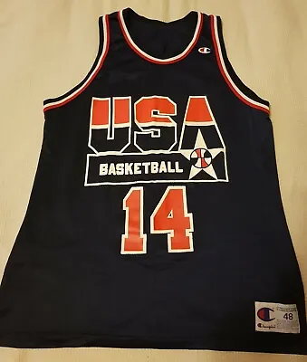 £65 • Buy Champion USA Dream Team II Alonzo Mourning 48 XL NBA Jersey Heat Hornets #14