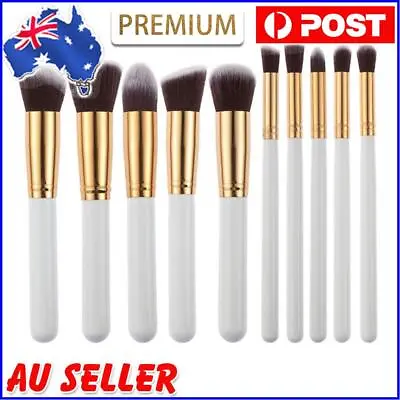 $13 • Buy 10pcs Professional Makeup Brush Set Foundation Eyeshadow Brushes(White+Gold AU